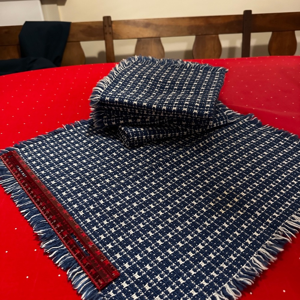 Vermont Country Store Mountain Weavers Blue White Checkered Napkins Set of 4